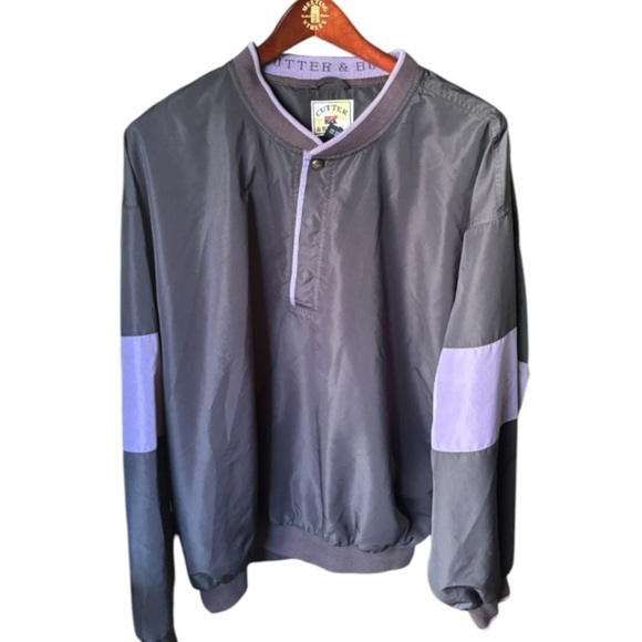 Cutter & Buck Black & Purple Men's Pullover Windbreaker Jacket Size XL 1/4 Snap - Picture 12 of 12